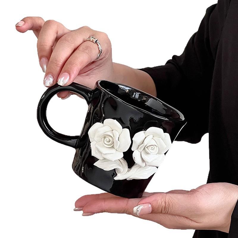 High End Niche Camellia Cup High Value Mug Water Cup Milk Gift Coffee Cup Ceramic