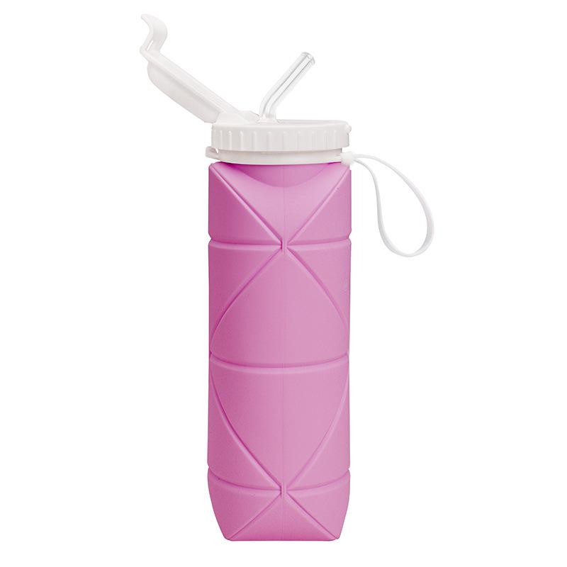 600ml Foldable Silicone Water Bottle: Portable, Straw-Style, Ideal for Outdoor Sports and Travel