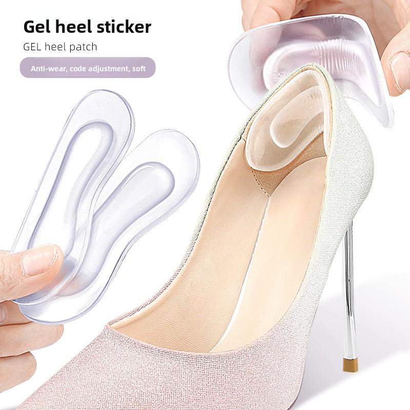 GEL Heel Sticker High Heels Soft Anti-wear Anti-drop Heel Sticker 4D Double Layer Thickened Self-adhesive Code Adjustment Half Size Pad