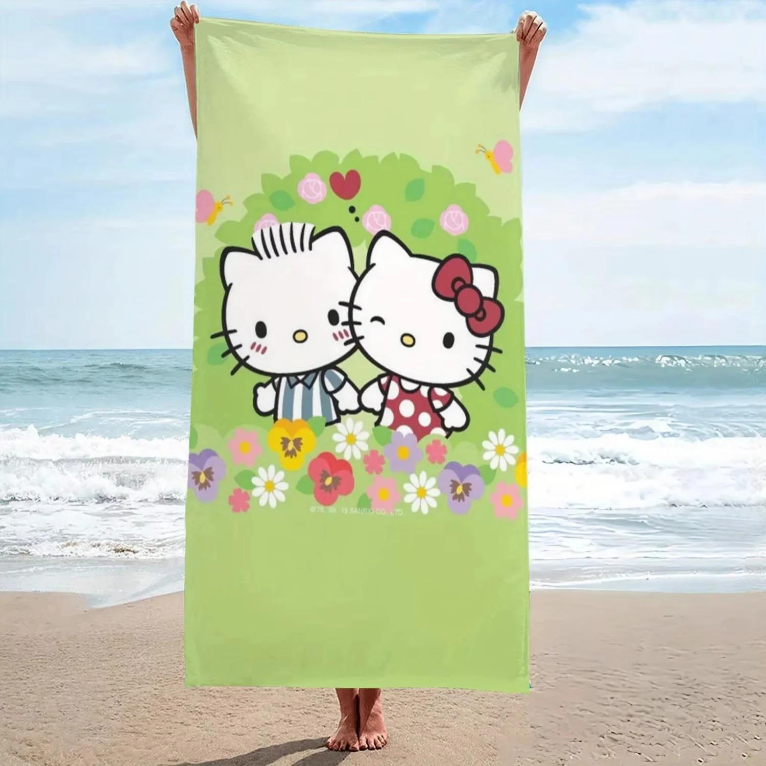 

Sanrio Hello Kitty & Dear Daniel Cute Beach Towel | Super Soft Quick Dry Microfiber Towel | Kawaii Anime Design for Christmas, B W30*H60(CM)