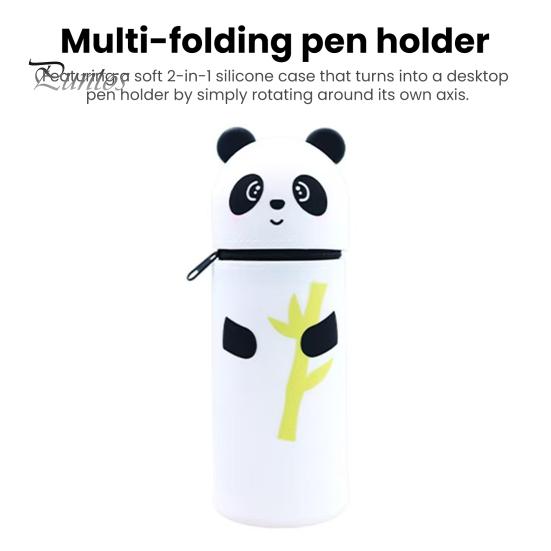 Pencil Case Desktop Stand Up Pen Holder Cartoon Animal Design Silicone Pencil Storage Bag for Home School Office Supplies