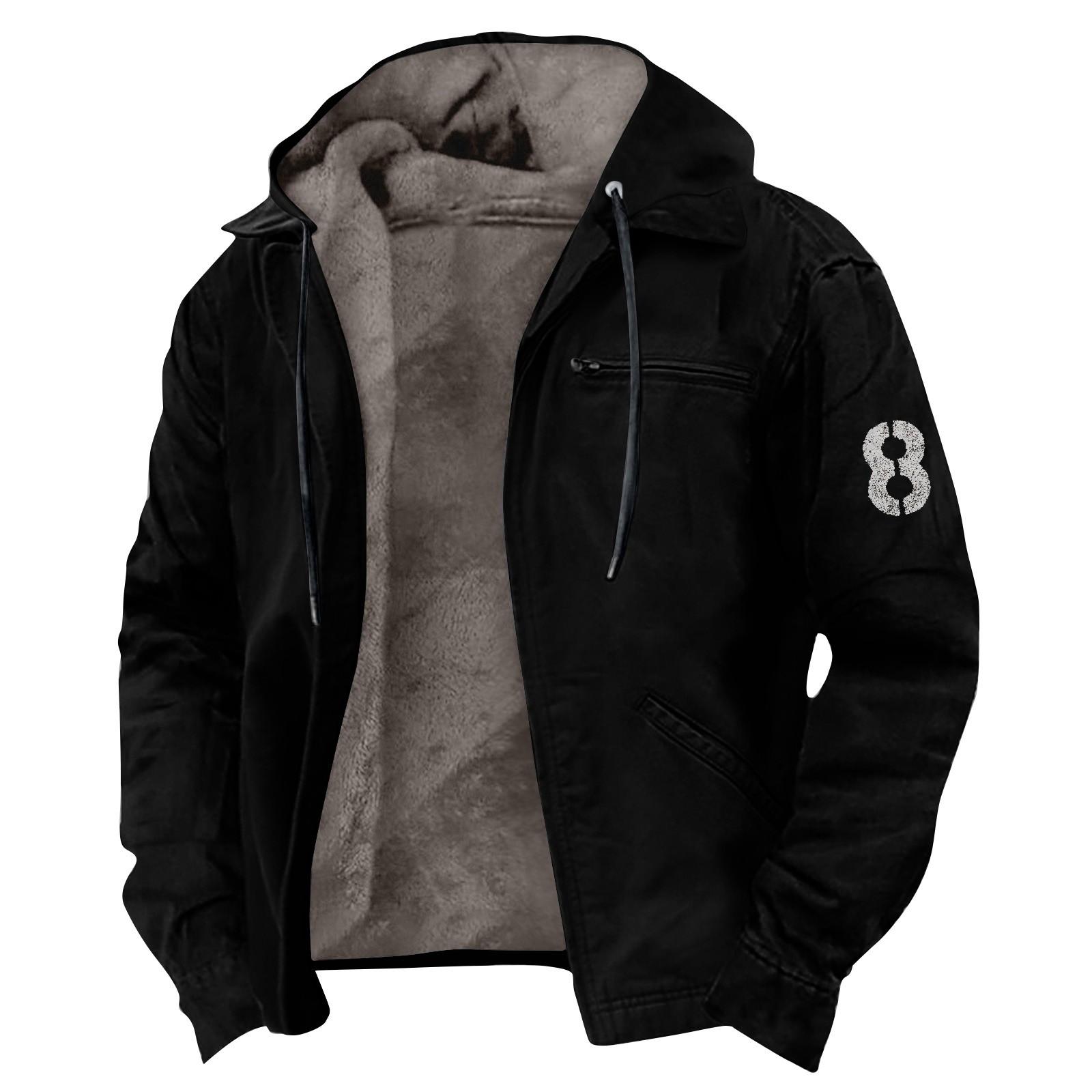 

Мужская повседневная куртка на молнии с карманом и капюшоном, мужская однотонная модная теплая куртка XXXXL