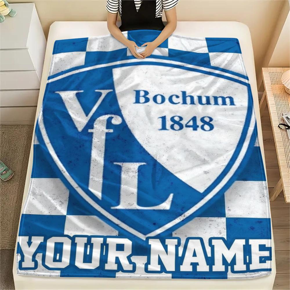 1PC Custom Name VFL Bochum Patterned Flannel Blanket Suitable For All Seasons for Home Decor Warmth and Comfort Gifts Holiday Present