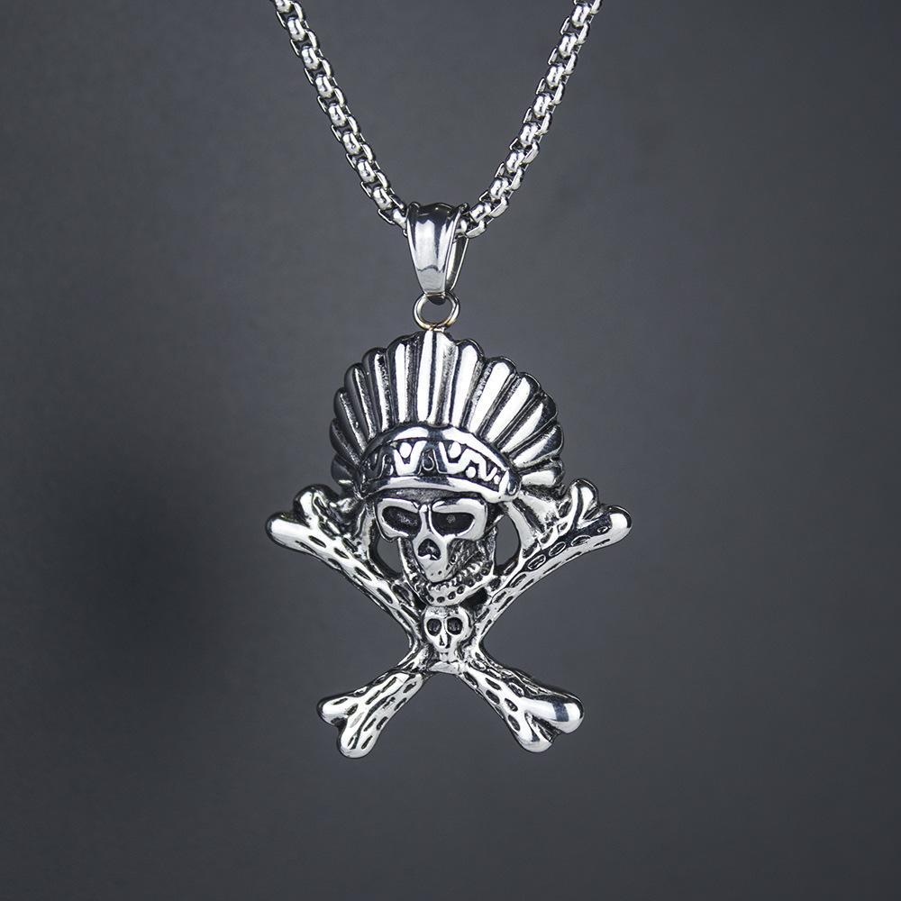 European and American Trendsetters, Titanium Steel Hip-hop Necklace, Men's Trendy Trampoline, Versatile Pendant