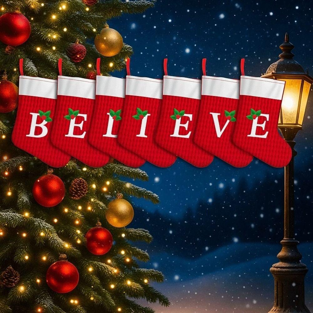 Cute Red Letter Socks Creativity Candy Bag Portable Xmas Tree Ornament  Children's Gifts