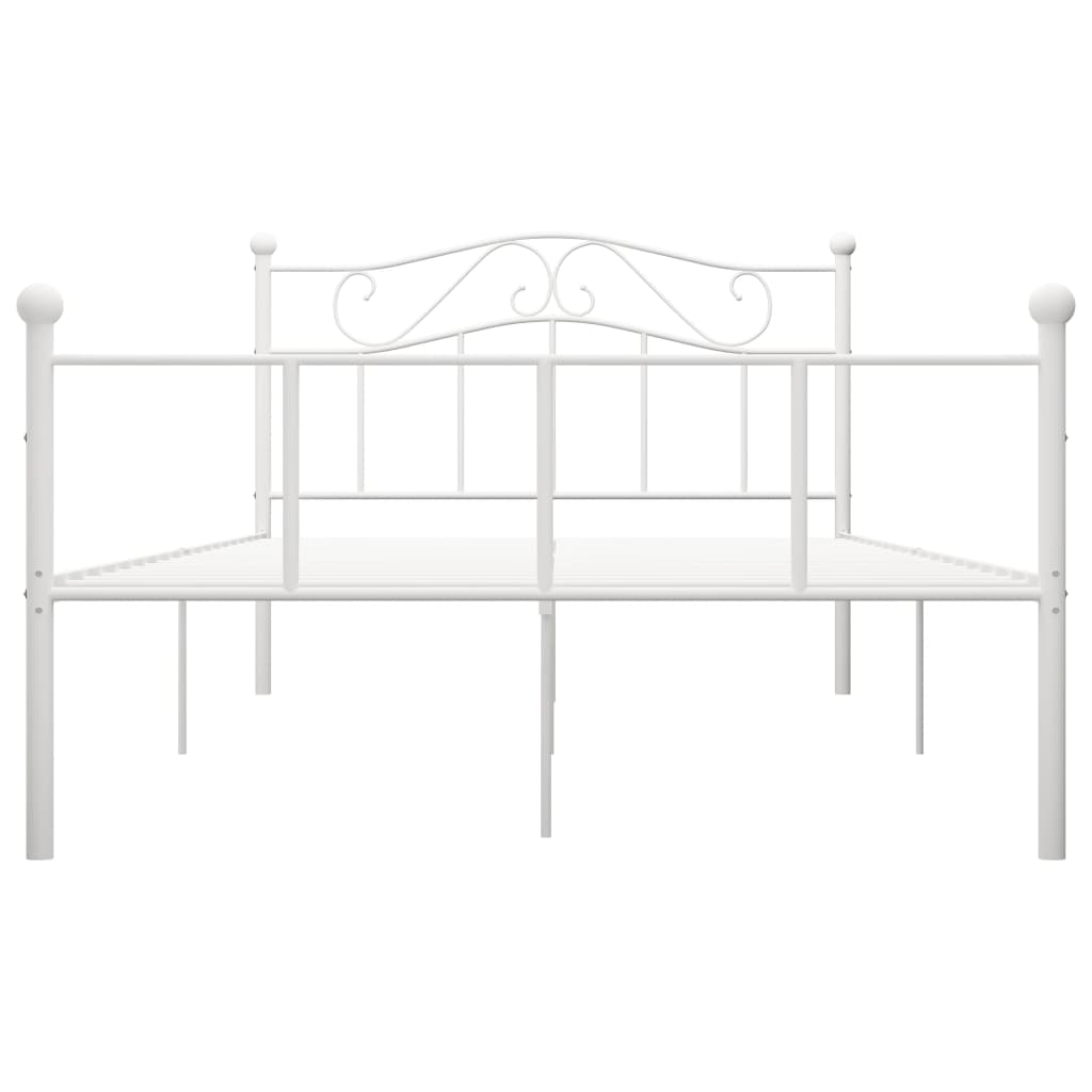 Bed Frame White Metal 160*200 cm