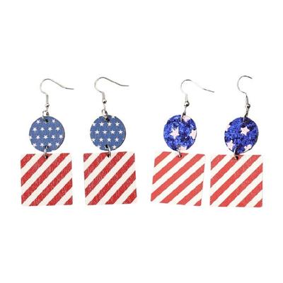 Unique Multiple Layer Print Earrings with American Flag Sequins Designs for Trendy Women and Special Event Wear