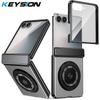 KEYSION Pouzdro s magnetickým prstenovým stojánkem otočným o 360° pro MagSafe pro Samsung Galaxy Z Flip 7 5G Kryt telefonu s pantem s ochranou displeje