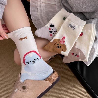 Mode Printemps et Été pour Femmes Toutes Sortes de Chaussettes Tubes en Coton Animal Mignon Sans Os en Maille
