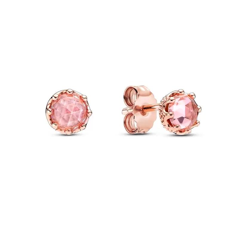 Authentic 925 Sterling Silver Circle & Infinity Stud Earrings Square Sparkle Stud Earrings For Women Europe Gift Diy Jewelry