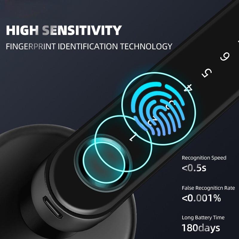 Biometryczny Zamek Bezpieczeństwa do Drzwi Smart Fingerprint Keyless Czarno-Złoty dla Aplikacji Tuya