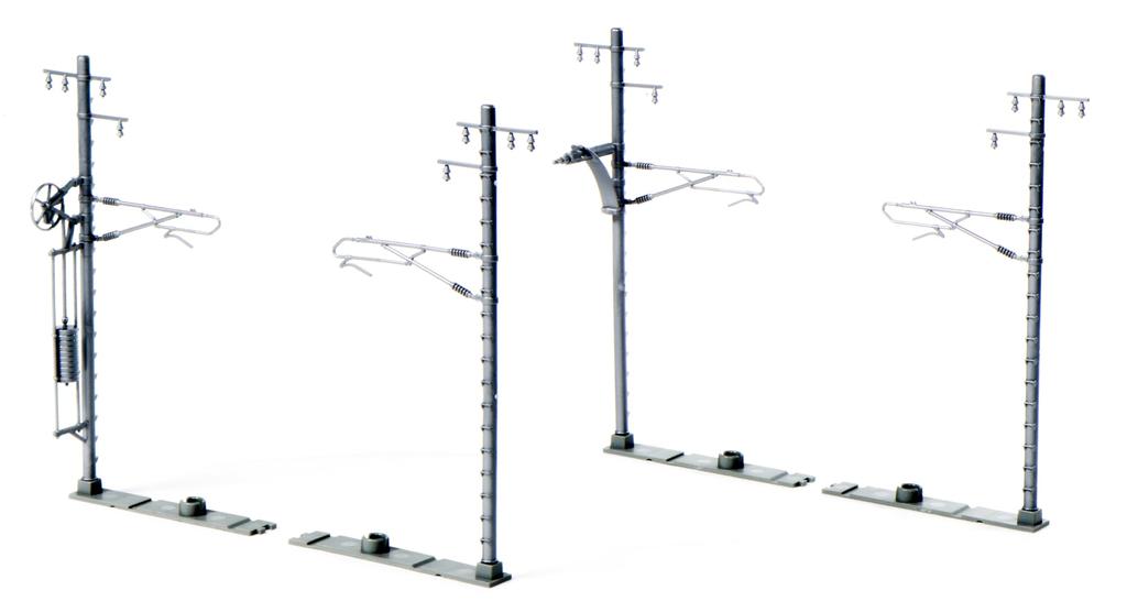 KATO N Gauge Single Track Wide Catenary Pack of Model Railway Supplies Pole, Gray, 20, 23-066-1,