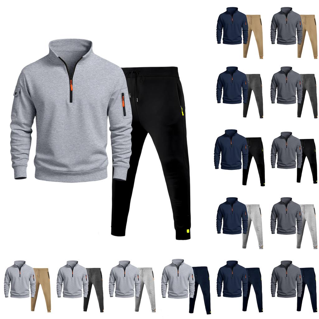 Men's Sweatshirt Suit Men's Solid Color Casual Sports Suit Sweatshirt Suit