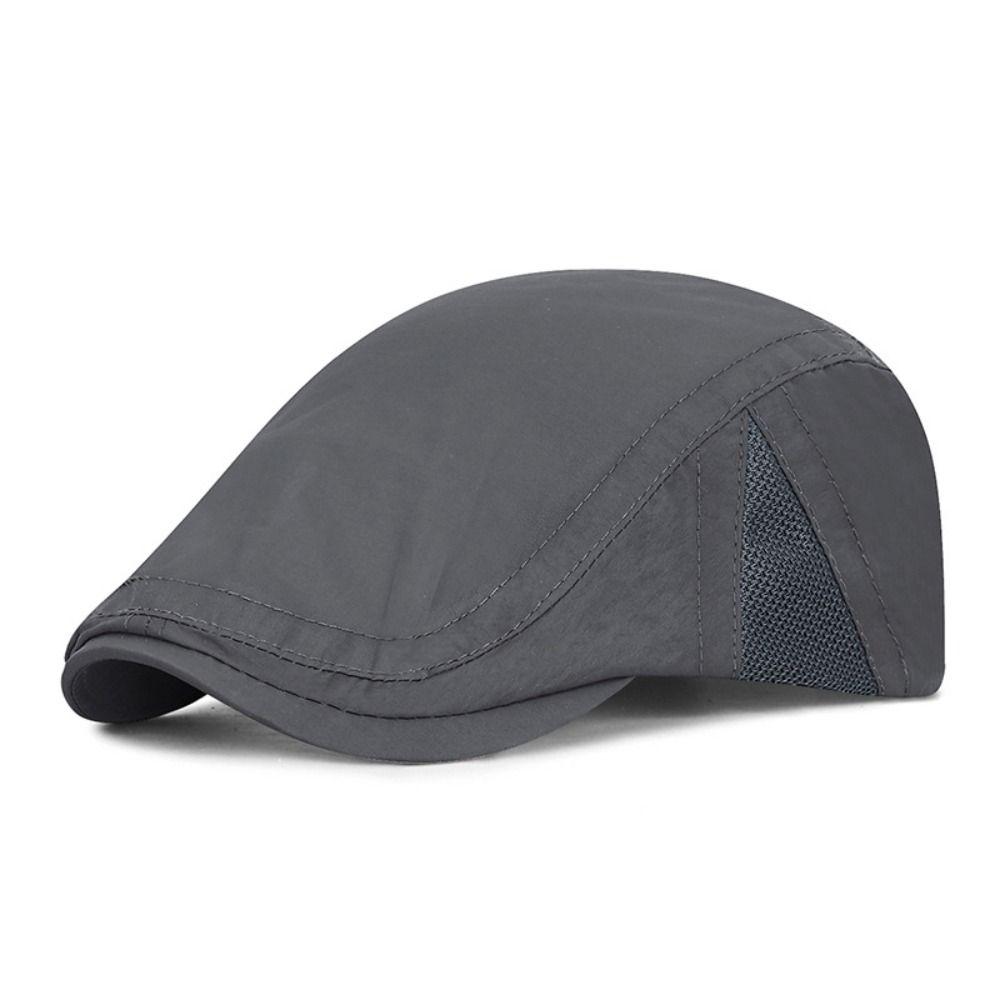 Casual Breathable Beret Men'S Hat Mesh Speed Drying Newsboy Cap Adjustable Forward Hat Outdoor