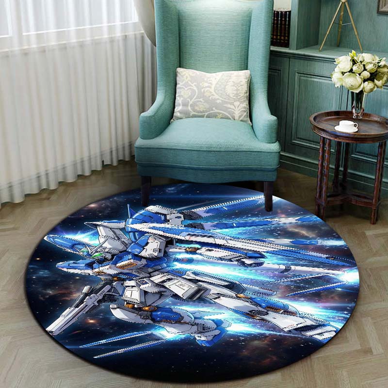 Mobile Suit Gundam cartoon round rug can be used to decorate living rooms, bedrooms, sofas, and game rooms; non-slip rug.66