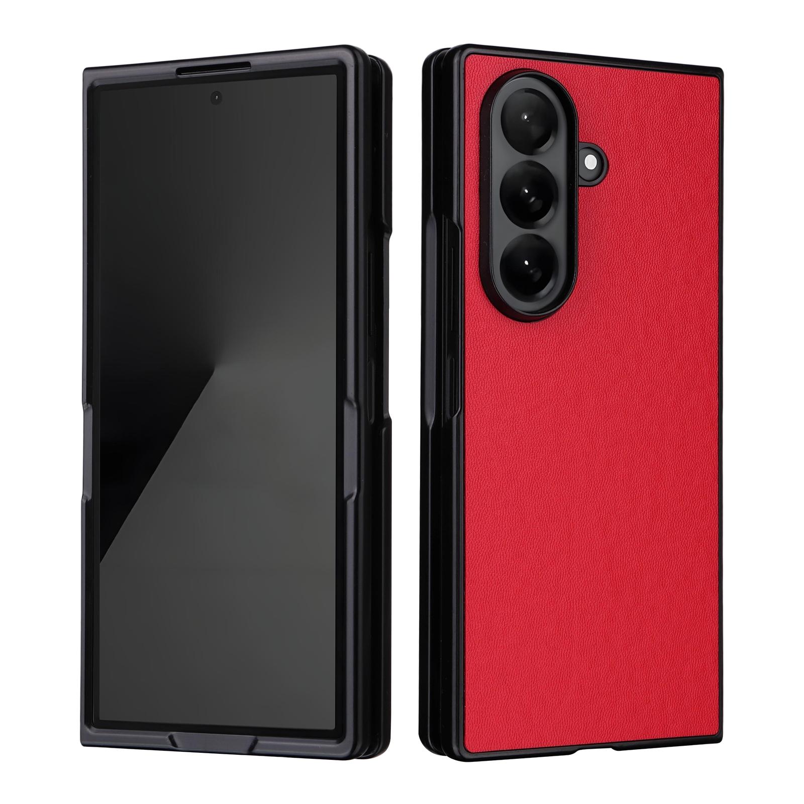 

For Samsung Galaxy Z Fold7 5G Case PU Leather Hard PC Protective Phone Cover Red
