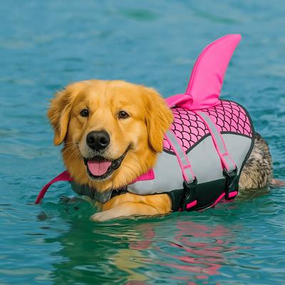 Reflective Shark Dog Life Jacket Waterproof Anti-Crack Dog Swimsuit with Handle Enhanced Buoyancy Dogs Swimming Clothes