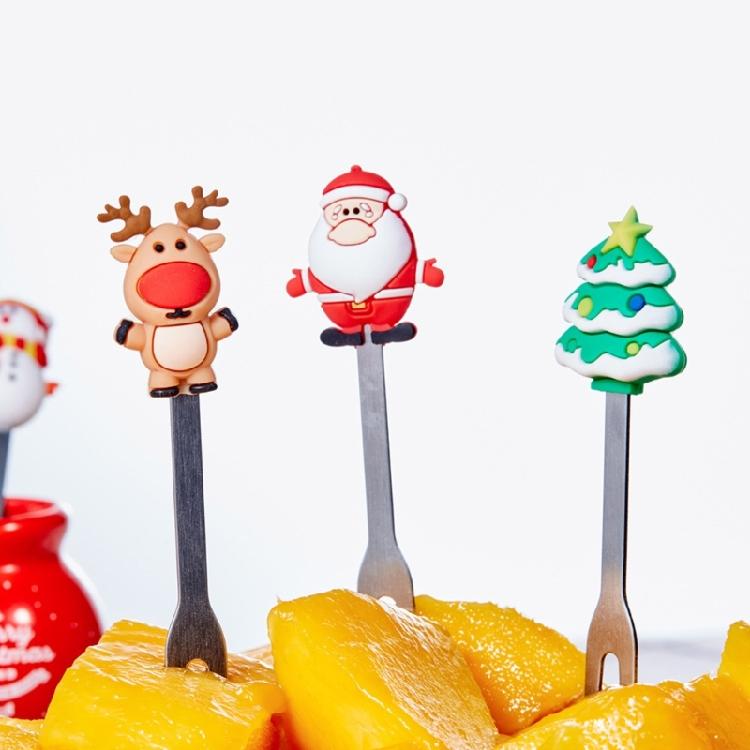 5 Pcs Christmas Fruit Dessert Fork Reusable Appetizer Forks Dessert Cake Fork