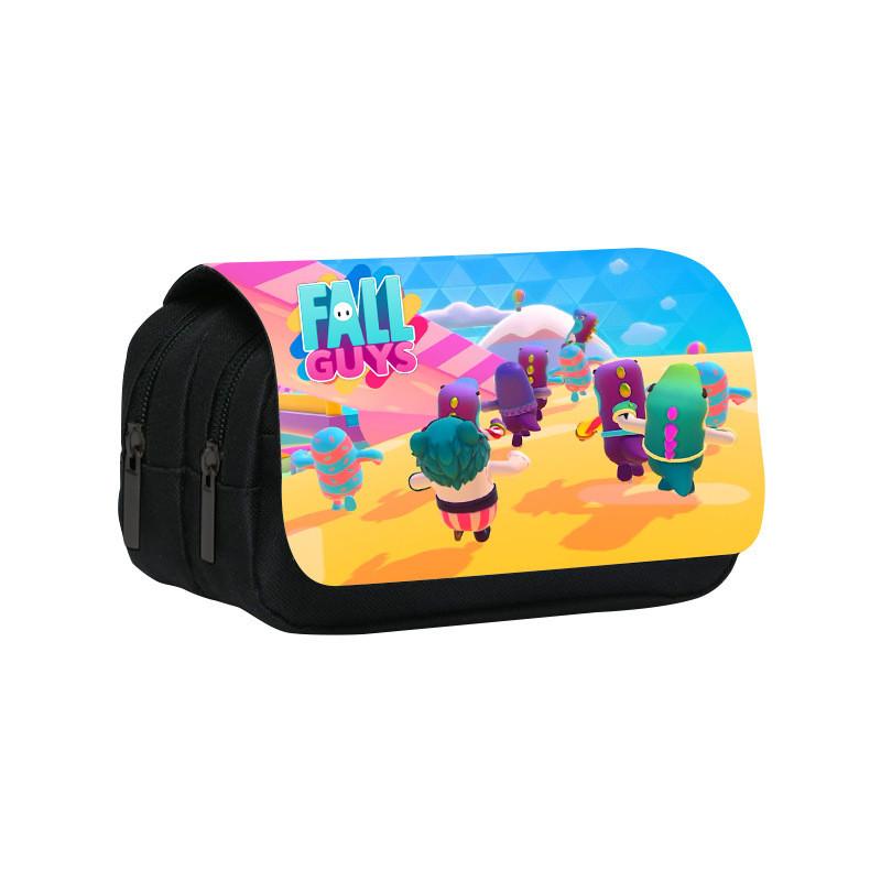 Fall Guys Pencil Case Double Layer Cartoon Stationery Bag For Students And Kids