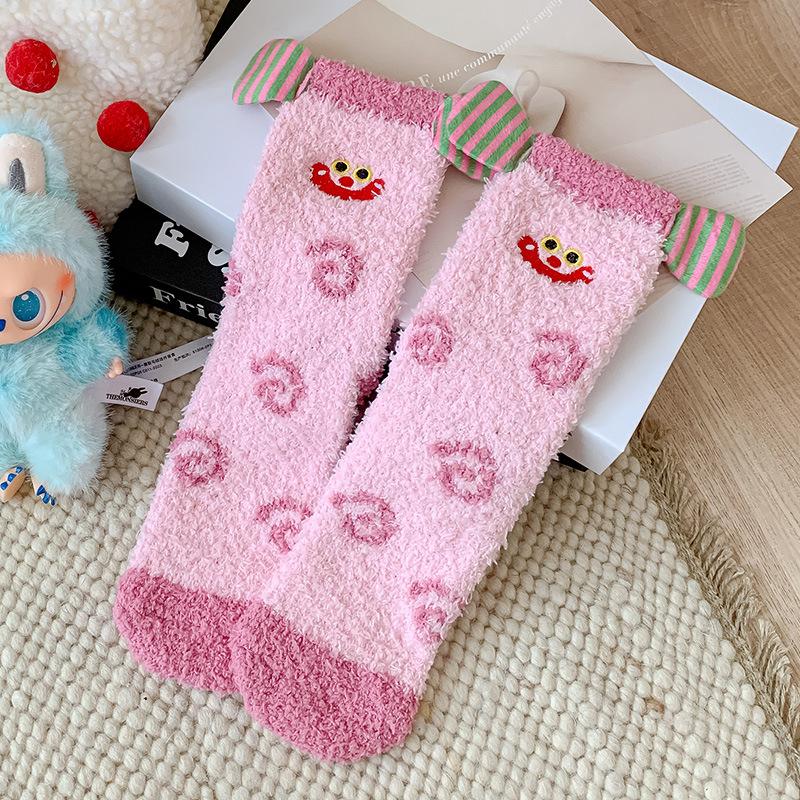 Women's Autumn and Winter Warm Socks, Thick Socks, Coral Fleece, Thickened Fleece, Sleep Socks, Home Floor Socks, Cartoon and Funny