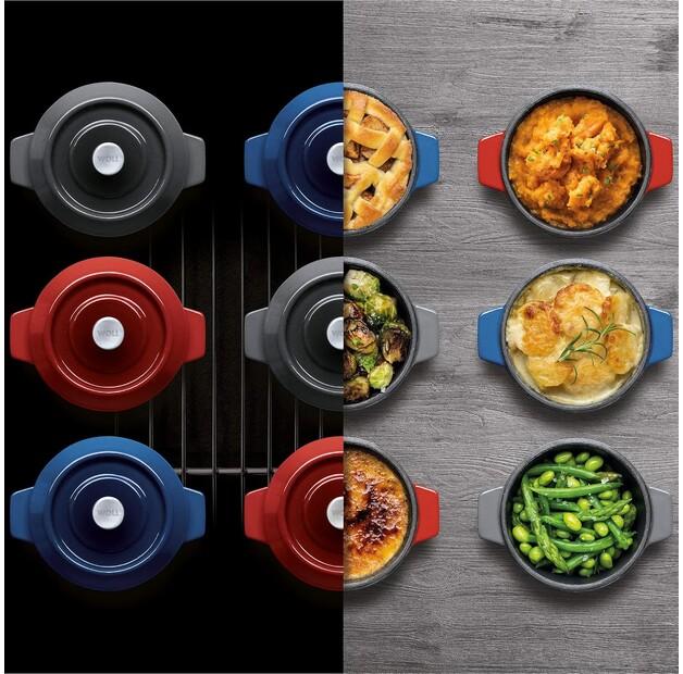 Набор для запекания Woll Iron чугунная мини-Кастрюля с крышкой 10 см красный, 2 шт. (110CI-010)