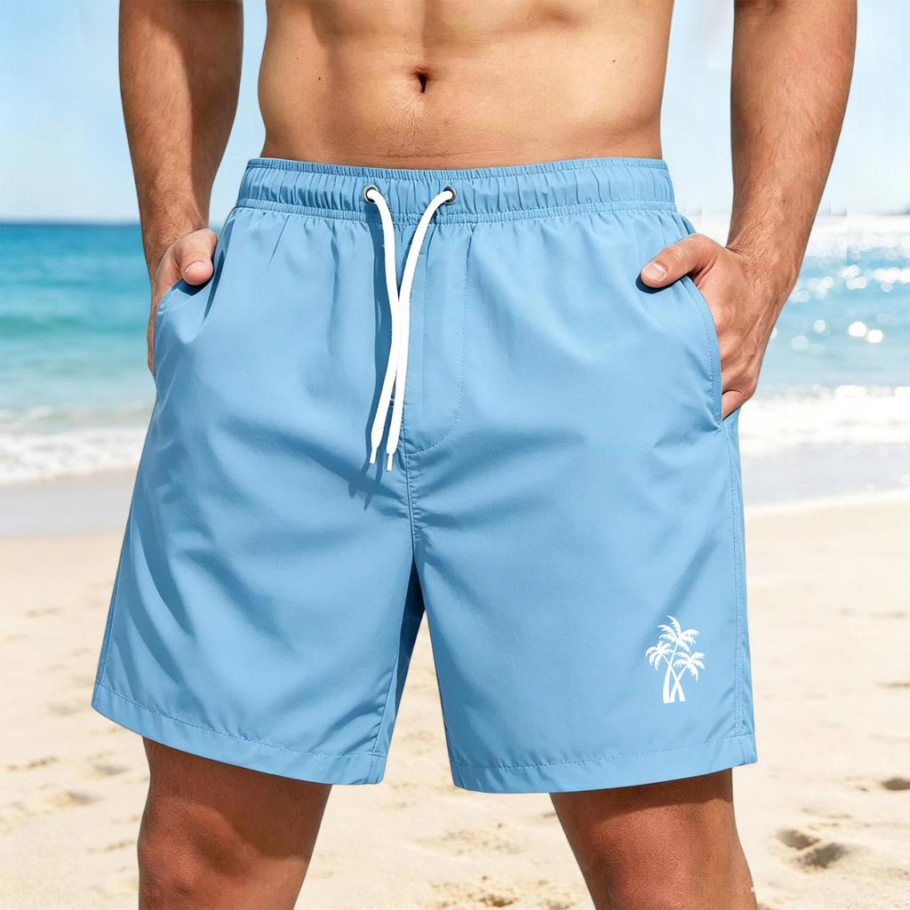 Men's Quick-Dry Hawaiian Print Beach Shorts for Summer Vacation