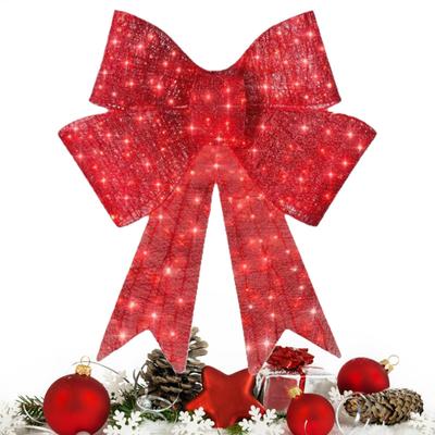Corona de Navidad Lazo 23.6in Guirnalda Iluminada Decoraciones de Navidad Corona Lazos Rojos Para Año Nuevo Chimenea Centro de Mesa decor