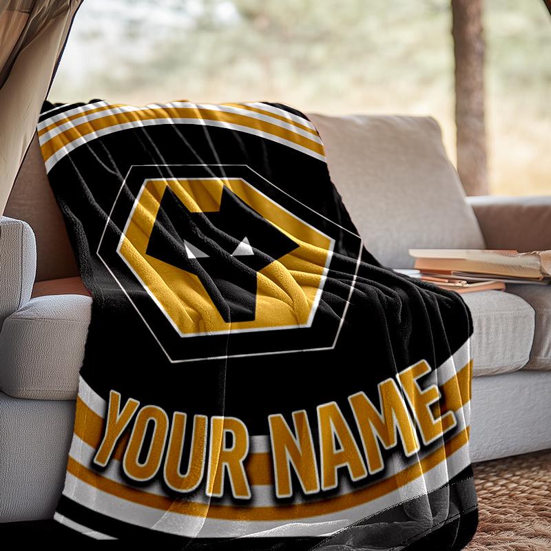 Custom Name Wolves Football Throw Blanket - Perfect for Couch, Bed, Office, and outdoor Travel - Ideal Gift for Christmas & Holidays