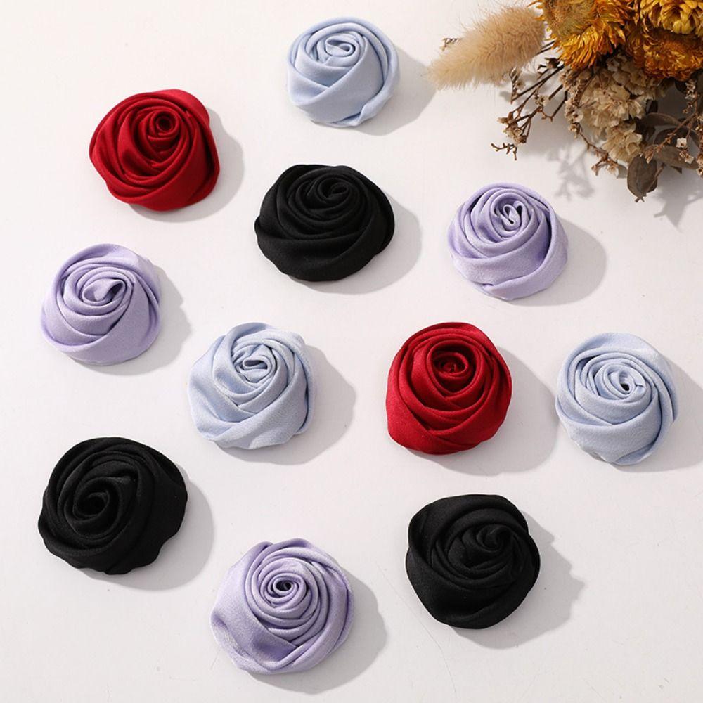 

5шт бутон атласная роза тканевые нашивки 3D ювелирные изделия аксессуары искусственные цветы тканевая аппликация своими руками красный