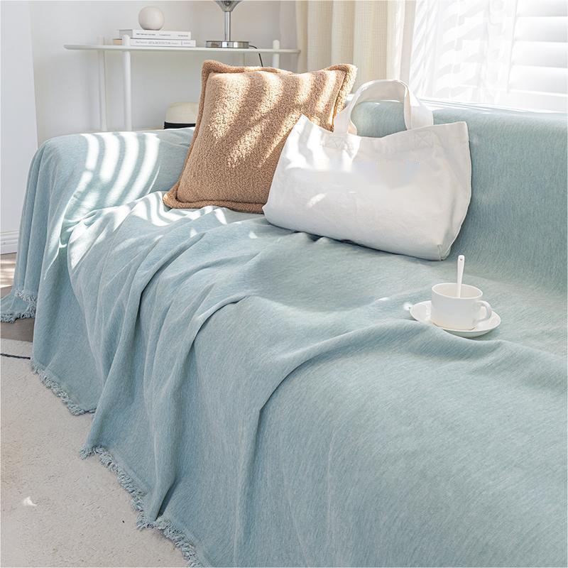 

Однотонное полотенце для дивана на все времена года, чехол для диванной подушки из синели с защитой от царапин, простой современный чехол для дивана, включающий все необходимое 180*180cm