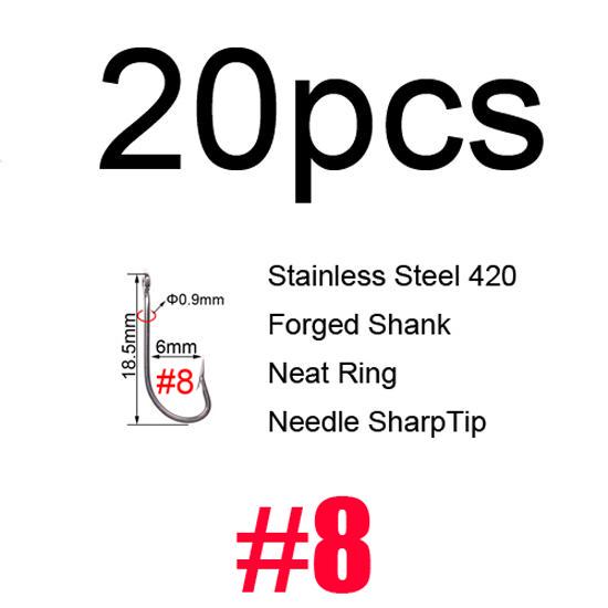 

Bimoo, 20 шт., рыболовные крючки O SHAUGHNESSY из нержавеющей стали, длинный хвостовик, стример для морской воды, крючки для вязания мух для Sculpin Clouser Minnow #8