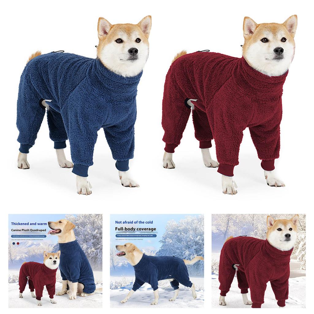 Soft Fleece Dog Pajamas Full Coverage Four Leg Outfit Stretchy Comfortable Jumpsuit Winter Indoor Outdoor Breeds Wear