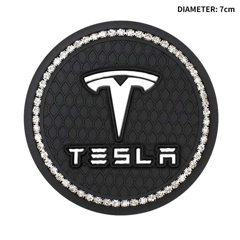 Autocollant de Voiture Tesla 2 Pièces Sous-verres de Voiture Emplacements pour Tasses d'Eau Tapis Antidérapant Étanche Tapis pour Tasse d'Eau Porte-boisson Pour Tesla Modèle Y Modèle S Mo