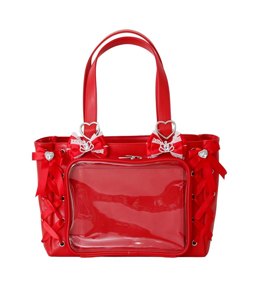 Yumetenbou Jeweled Ita Red Women's Lace-Up Bag,