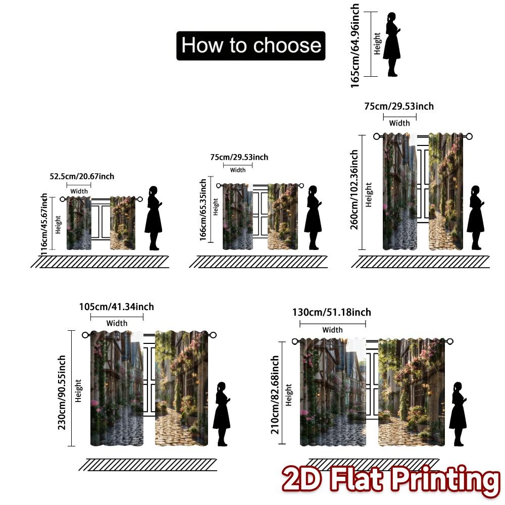 Flat Printing Curtains Without Rod Stoneflower Alley Print Chic Versatile Fabric All Curtain Set Of 2 Made Polyester Washable