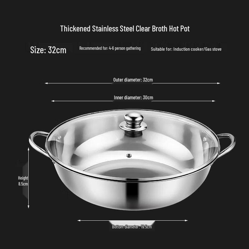 ZLIII Stainless Steel Induction Hot Pot with Glass Lid