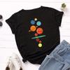 Planet Loose Printing Round Neck Pure Cotton Short Sleeved Women's T-shirts