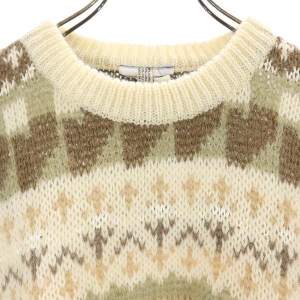 Mohair Blend Long sleeve knit Brown sweater Men's Used
