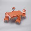 Dollhouse Mini Furniture Set: Rectangular Table and Chairs with Kitchen Food Ornaments