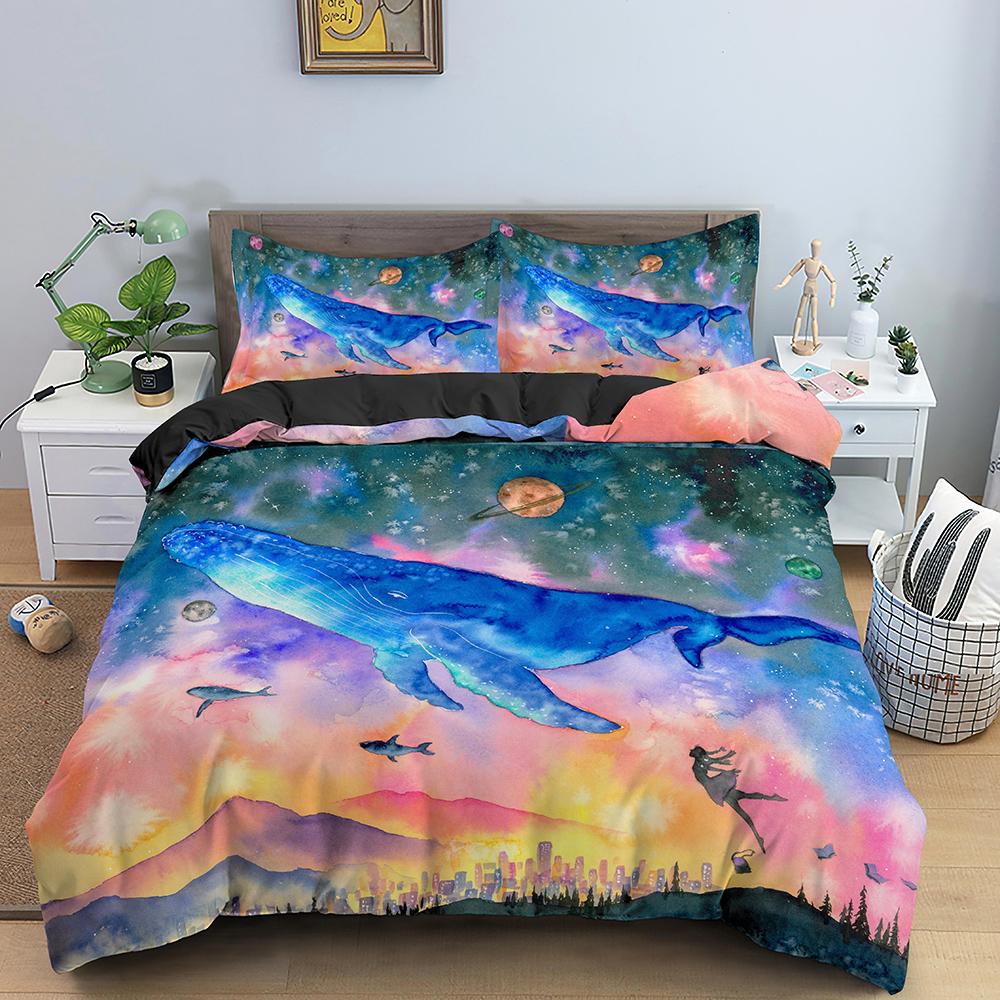 Dolphin Duvet Cover Set 2/3Pcs Marine Life Pillow Case Bedding Sets King Twin Full Queen Size Polyester Quilt Cover For Teens