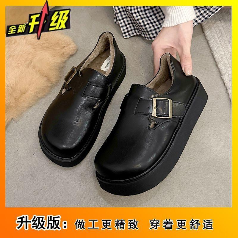 Muffin Thick-soled Velvet Lazy Bag Head Single Shoes In Autumn and Winter 2025 New British Style One-pedal Shoes for Women