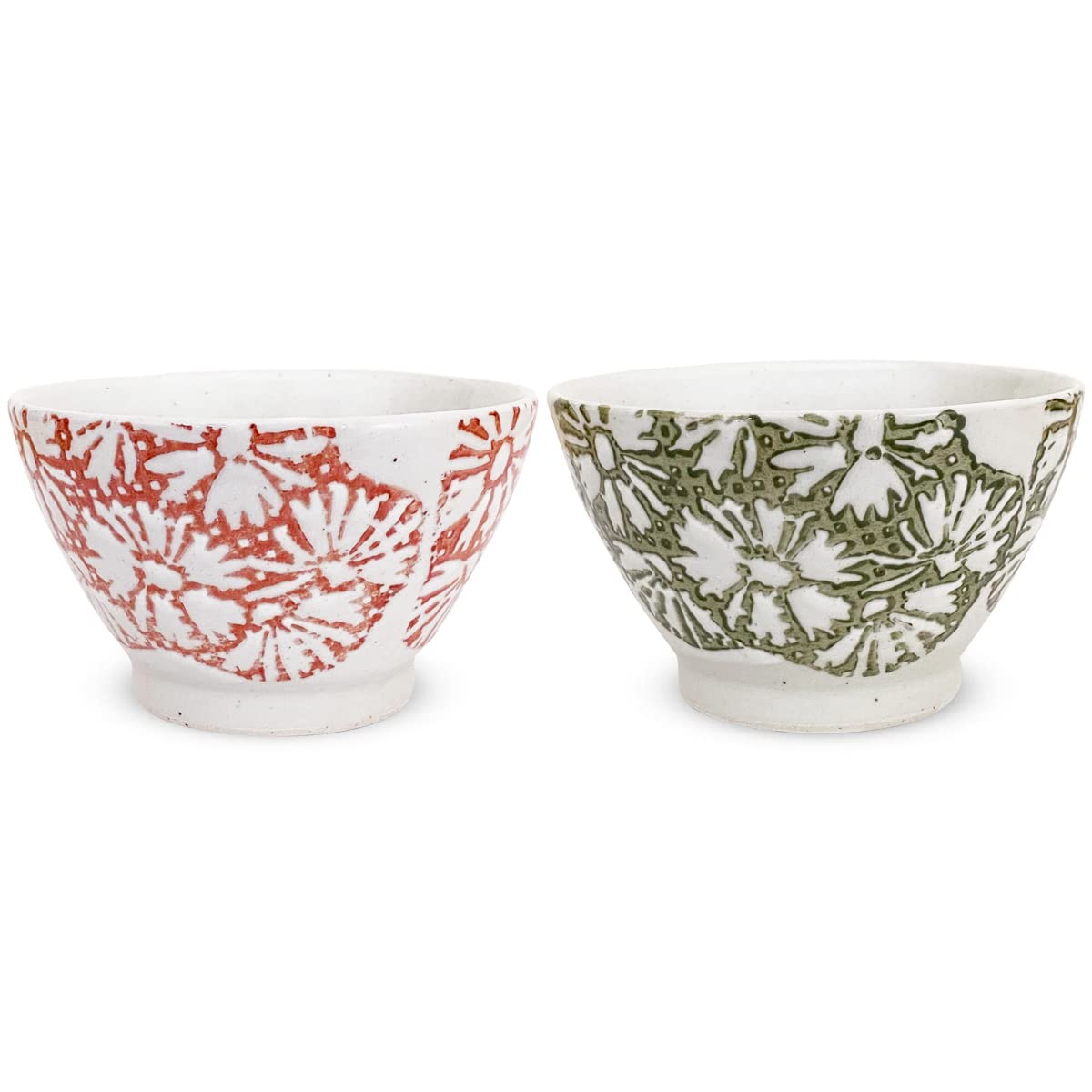 

Isaoyama Kiln Pair Tea Bowl Set Diameter 11cm Height Konohiki Hanabatake Hasami Ware Made in Japan J-kitchens 6.5cm