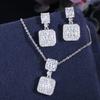Needle Stud Earrings Slightly Inlaid Zircon Pendant Necklace Set Temperament Jewelry