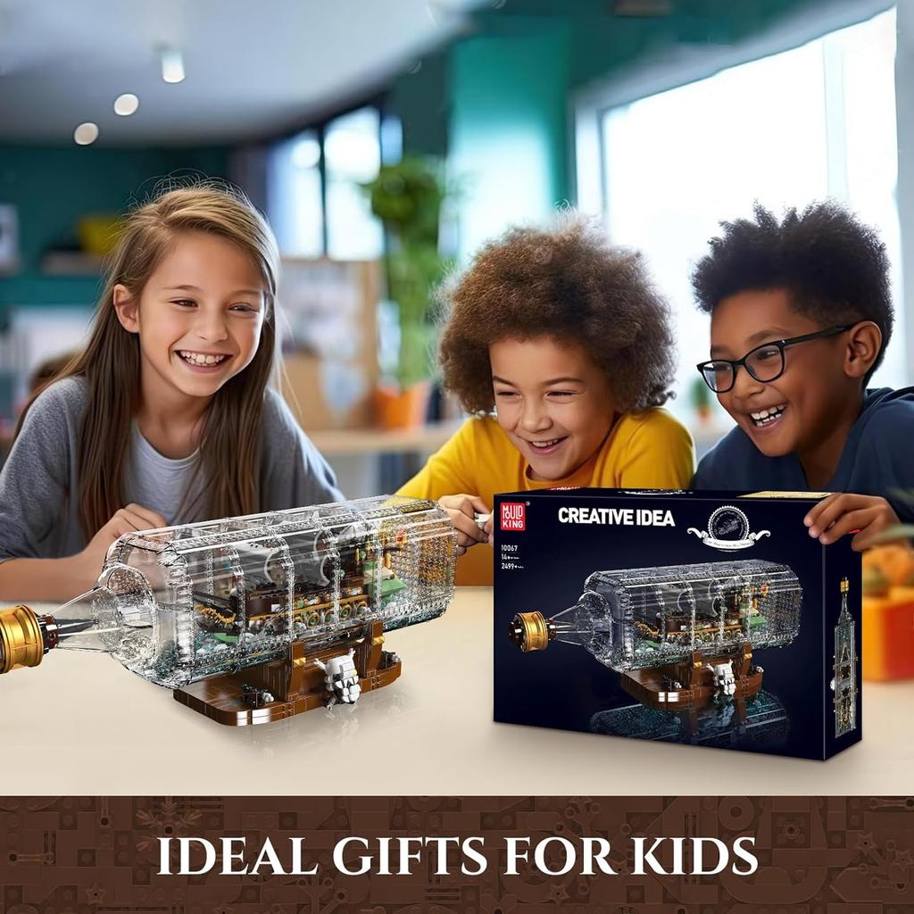 MOULD KING 10067 Ship In A Bottle Building Block The The Flying Dutchman Pirate Ship Model Sailboat Toys Kids Christmas Gifts