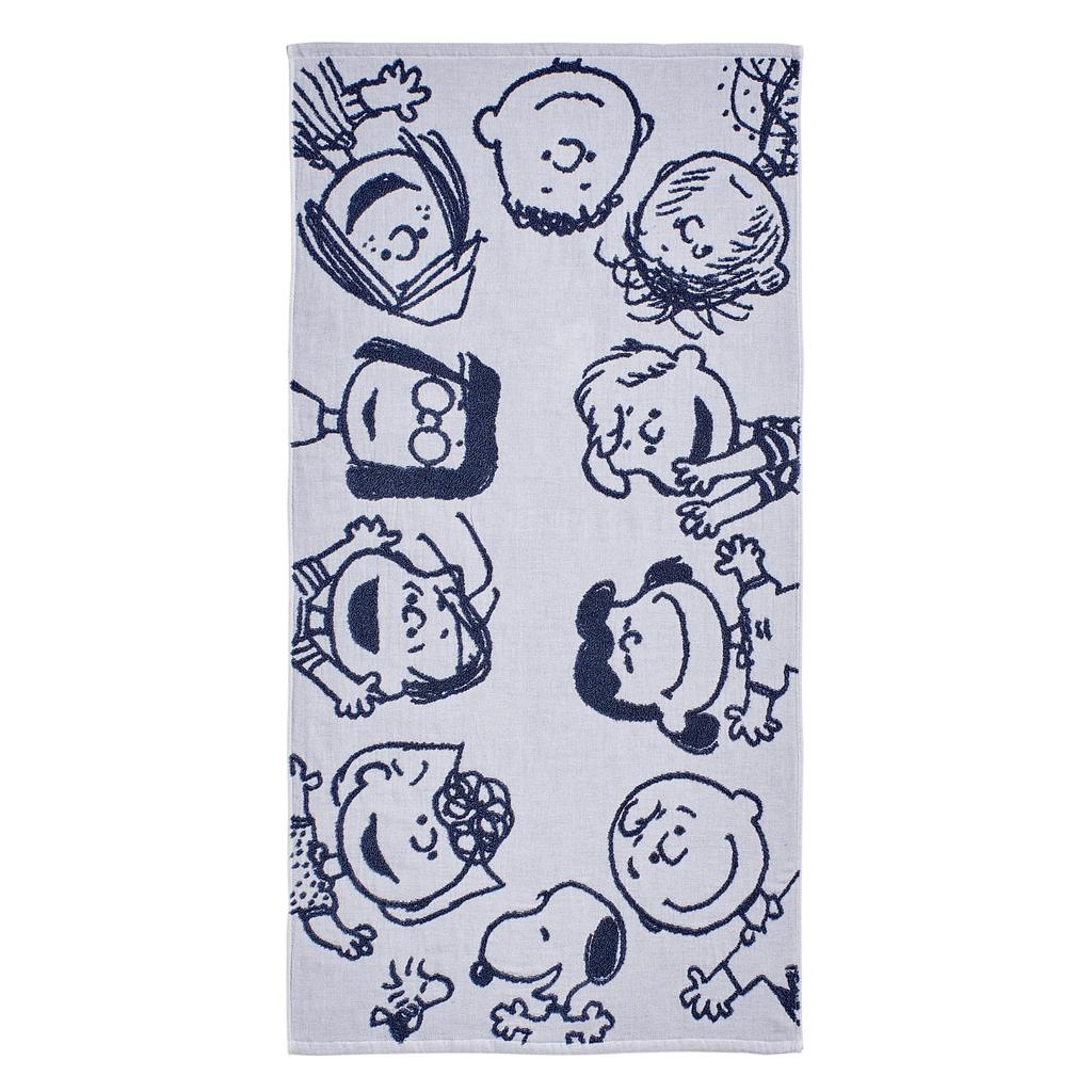 Nishikawa Snoopy Bath Towel 60X120cm Washable Cotton Soft with Untwisted Yarn Gauze Fabric Untwisted Yarn Pile Friends PEANUTS GANG Made In Japan