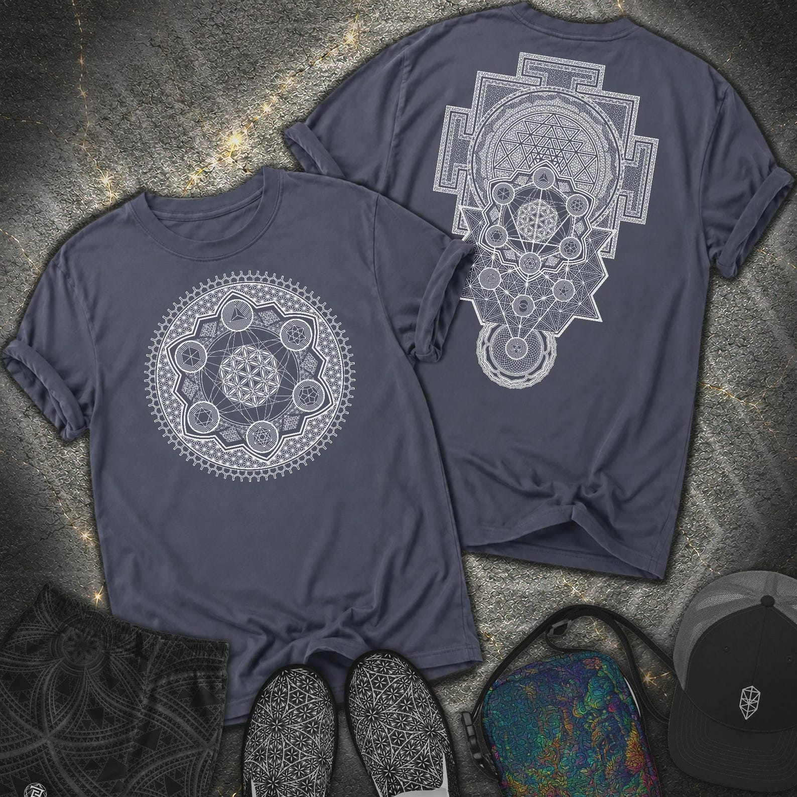 Sacred Geometry Encyclopedia 2 Sided Comfort T-Shirt L