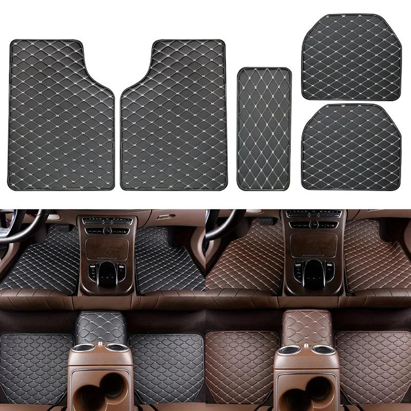 5 PCS PU Leather Car Floor Mats Waterproof and Dustproof Car Floor Mats Set Protective Mats Fashionable Car Interior Accessories