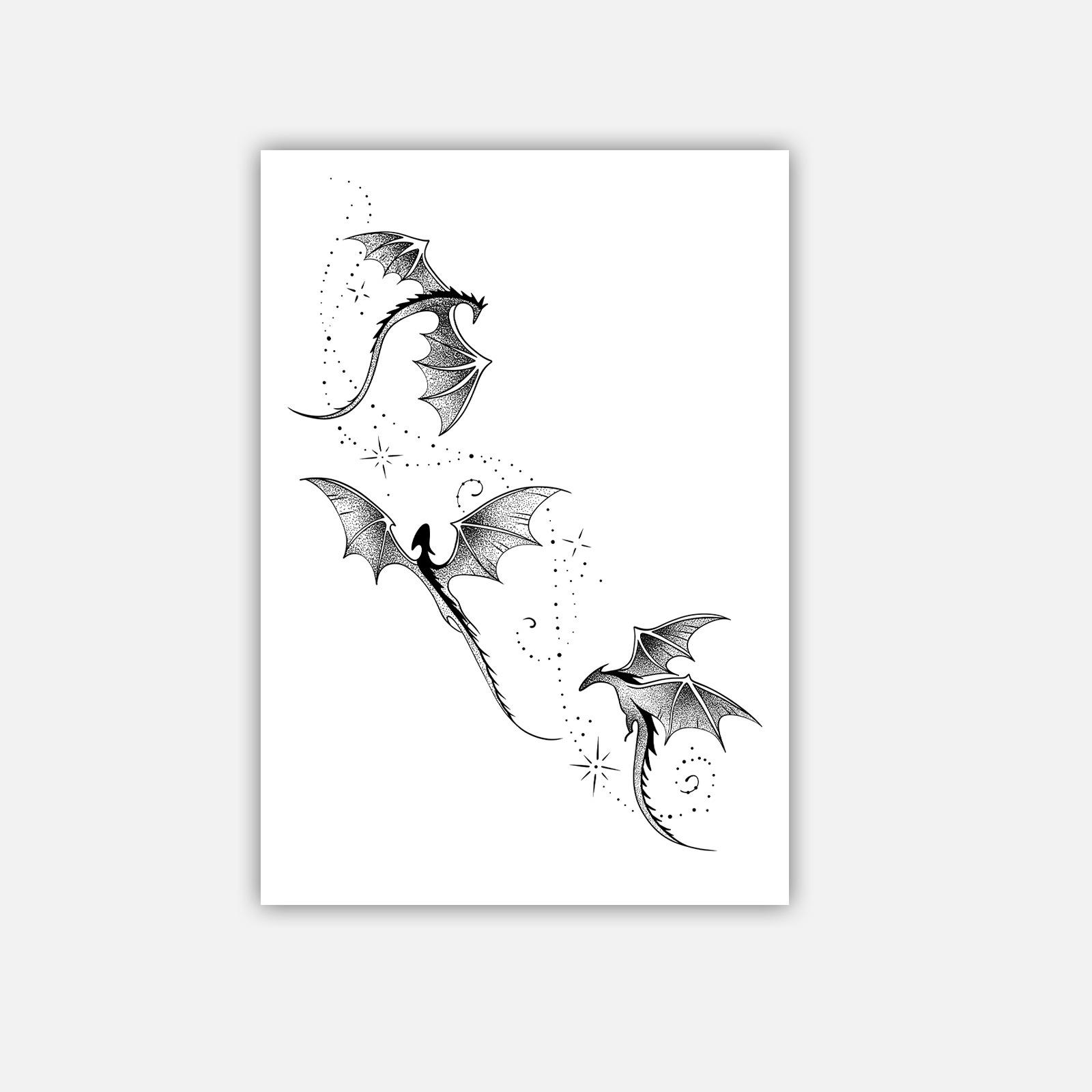 High-Value Personalized Simple Pterosaur Collarbone Tattoo Sticker 7*10