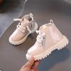 Children Lace-up Booties Girls Crocodile Solid Color Round Toe Boots Women Non-slip Soft Sole and Platform Comfortable Kid Shoes