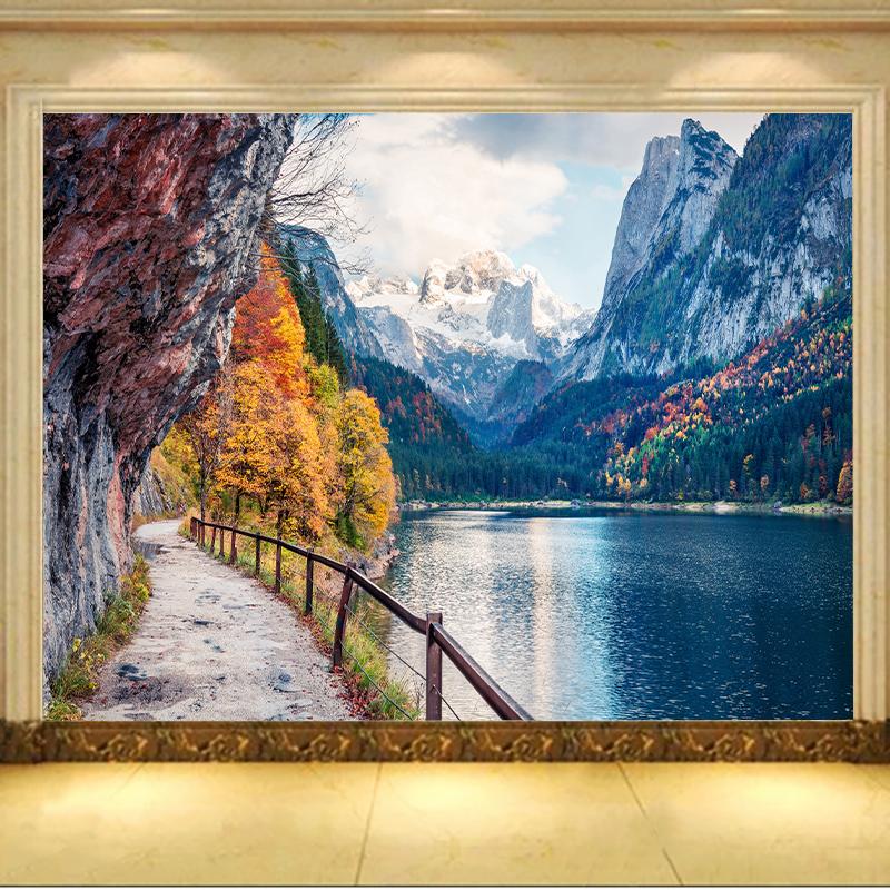 Beautiful Scenery Forest 3d Wallpaper Home Decor Living Room Wallpaper Lake Mountain Natural Scenery Mural